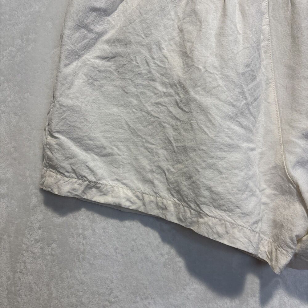 Madewell Women's Paperbag Pull On Linen Blend Ivory Lighthouse Shorts Size Large - Picture 8 of 15